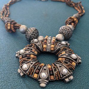 Antique Vintage Bead Necklace with Pearls